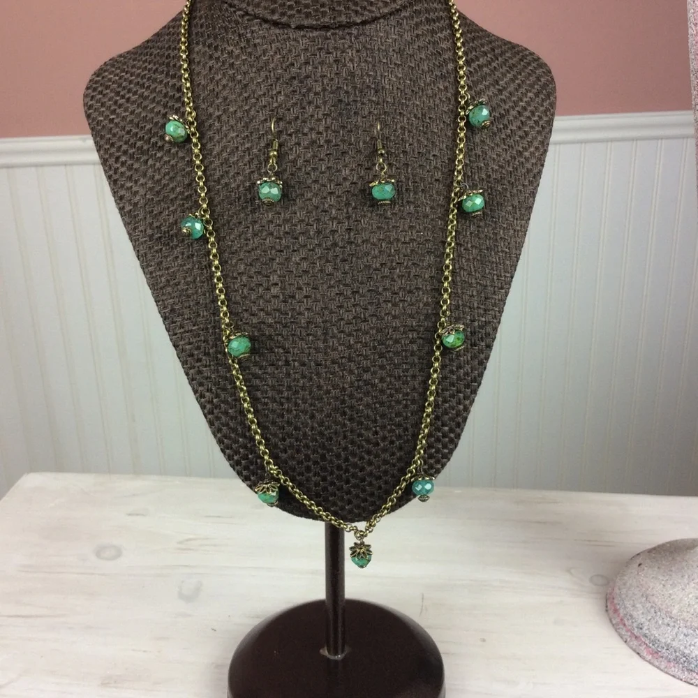 Antique Bronze Necklace and Earrings - Picture 3 of 5